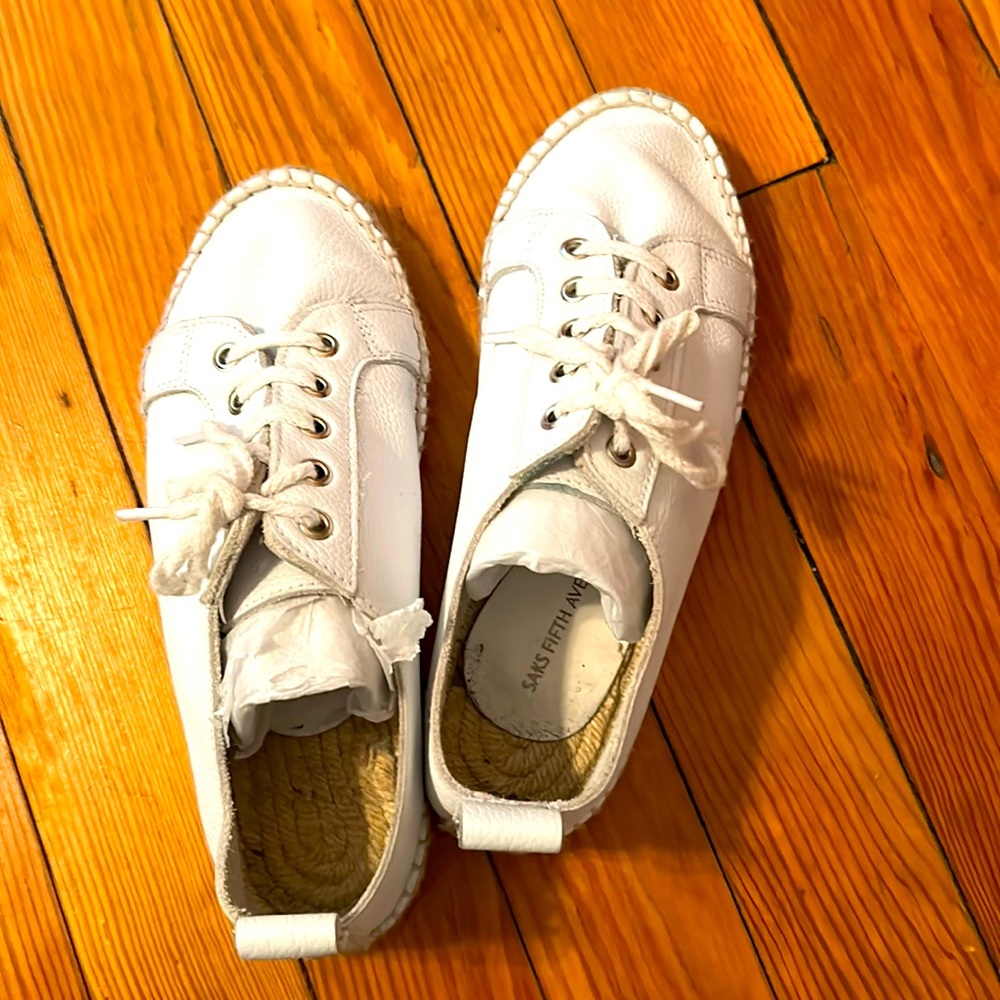 White leather sneakers from Saks Fifth Ave
